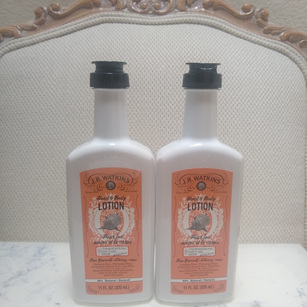 J.R. Watkins Hand &Body Lotion Pomegranate & Acai 2 Bottles 11 Oz